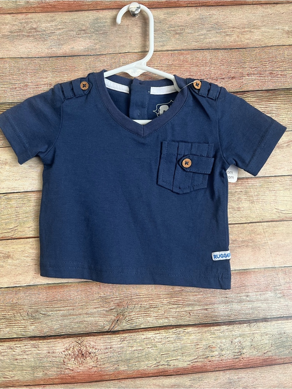 Rugged Bear Navy Short-Sleeve V-Neck Baby Tee